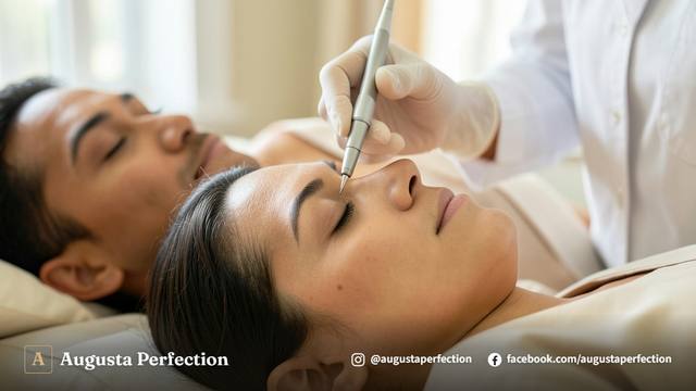 Ambiente de clínica de estética avançada com aparelhos modernos para cuidados com a pele da pálpebra.