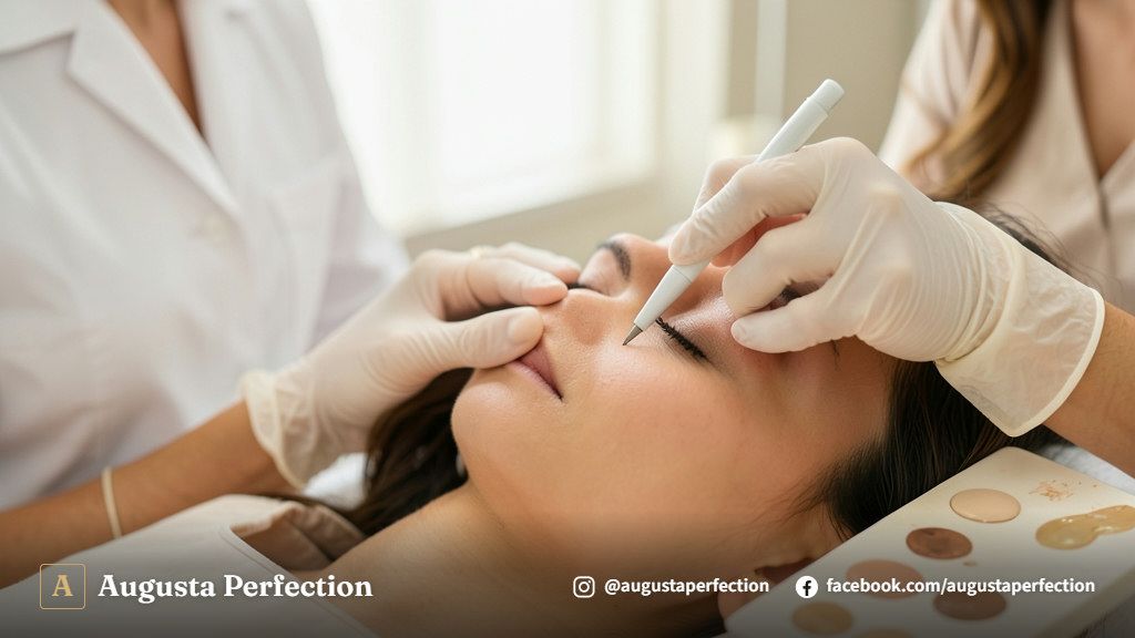 Detalhe de instrumentos e ambiente de clínica de estética para tratamento de camuflagem de olheiras em Jaú.