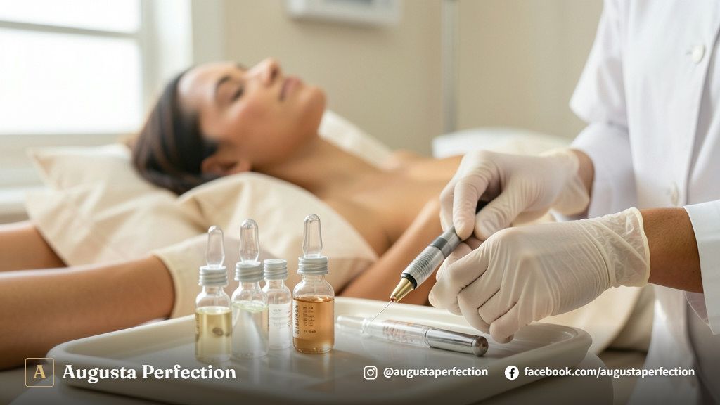 Preparação de sérum estéril para tratamento de microagulhamento com infusão de ativos em clínica de Bauru.
