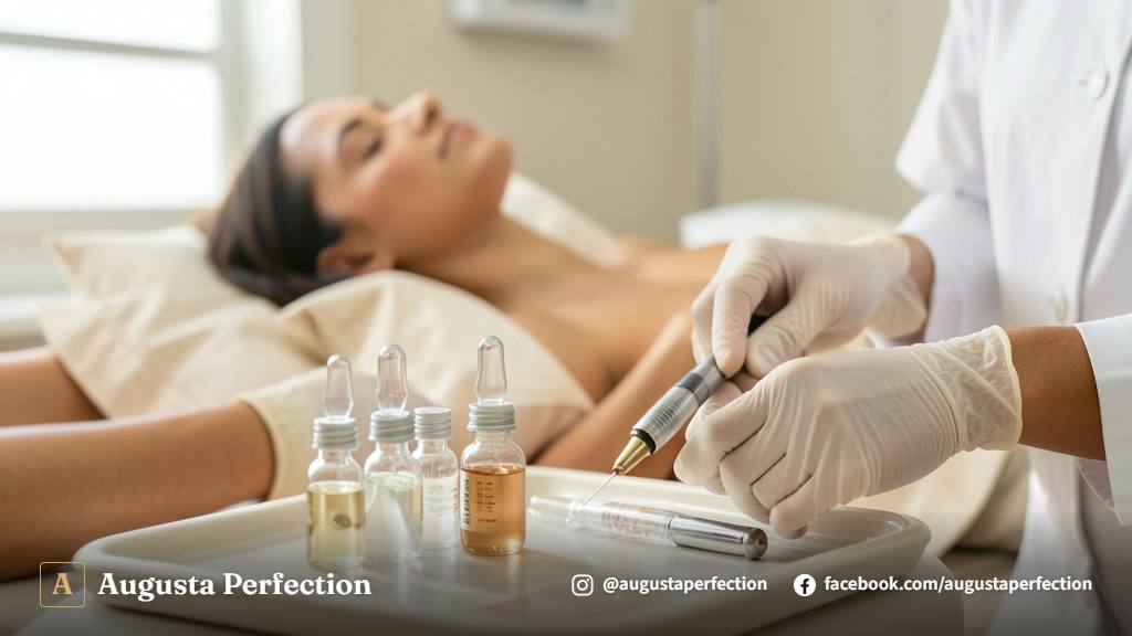 Preparação de sérum estéril para tratamento de microagulhamento com infusão de ativos em clínica de Bauru.