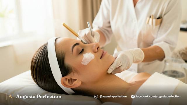 Ambiente de clínica de estética em Campinas com produtos dermatológicos para limpeza de pele profunda.
