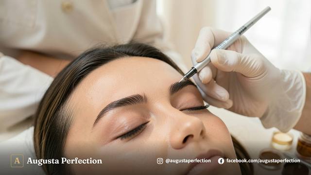 Profissional de estética preparando pigmentos e instrumentos esterilizados para nanopigmentação em Jundiaí.