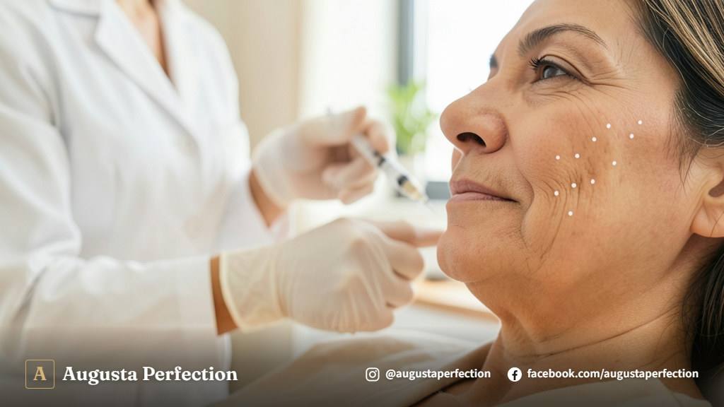 Profissional de estética realizando consulta de avaliação sobre contraindicações do preenchimento facial.