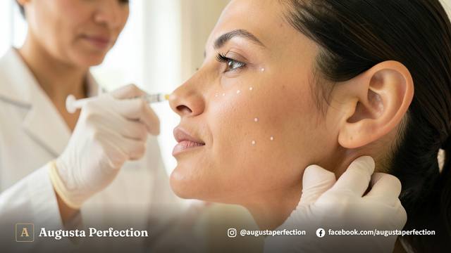 Profissional de estética avançada preparando procedimento de preenchimento facial em consultório elegante no Cambuí.