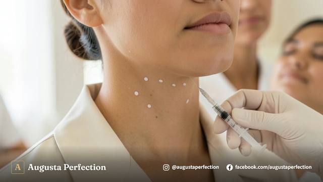 Seringa e insumos estéreis em consultório de estética avançada para preenchimento de papada em Jaú.