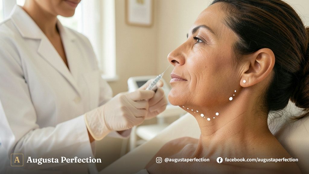 Profissional especialista preparando preenchimento de ácido hialurônico para o sulco pré-jowl em Jundiaí.