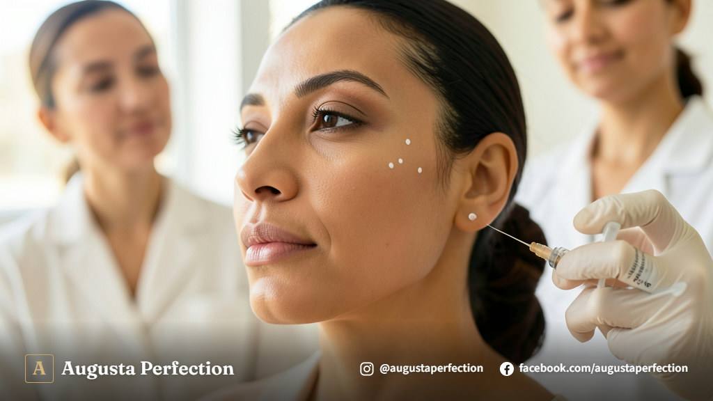 Ambiente de clínica de estética elegante em Bauru com equipamentos para preenchimento de zigomático.