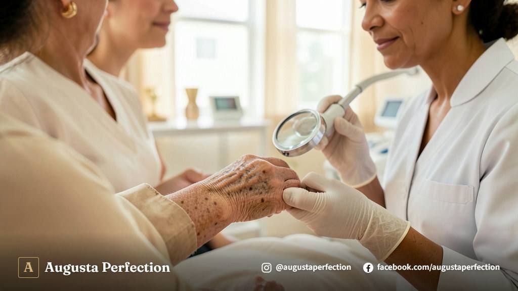 Atendimento especializado em estética avançada para tratamento de manchas senis em clínica de Jundiaí.