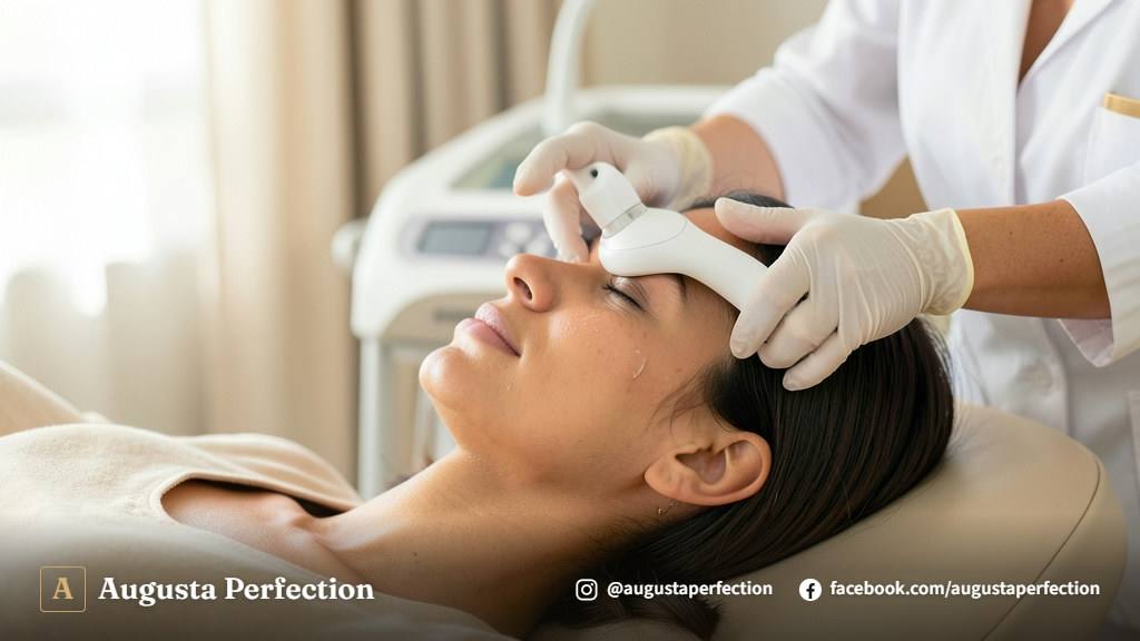 Ambiente de clínica de estética avançada preparado para procedimento de ultrassom microfocado em Bauru.