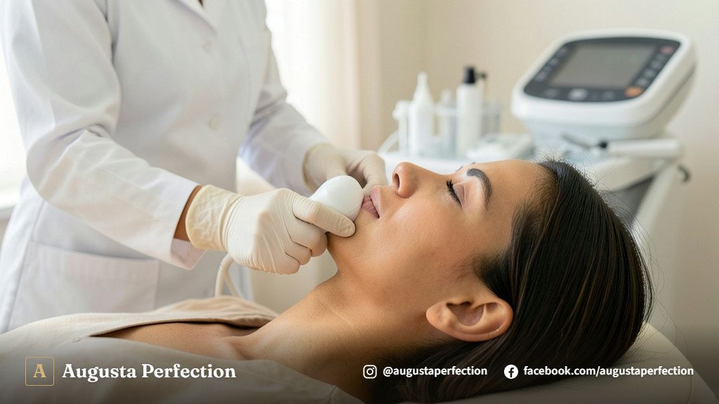 Equipamento de ultrassom microfocado em sala de atendimento de estética avançada elegante e higienizada em Jundiaí.