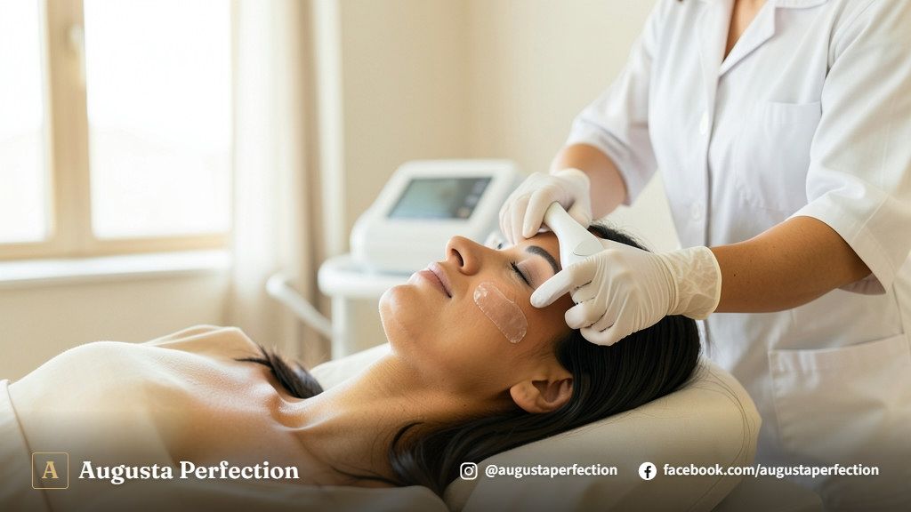 Consultório de estética avançada equipado com tecnologia de ultrassom microfocado em ambiente sereno e moderno.