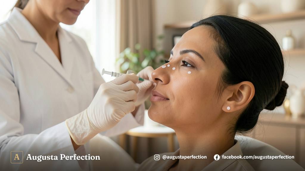 Profissional de estética médica preparando procedimento estético em ambiente clínico moderno e acolhedor.