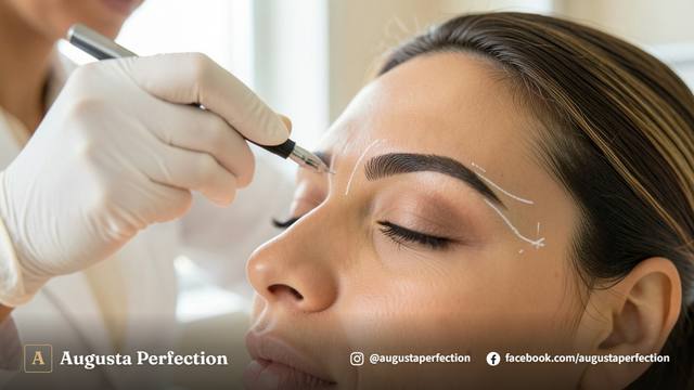 Ambiente de clínica estética premium com equipamentos modernos para despigmentação de sobrancelhas.