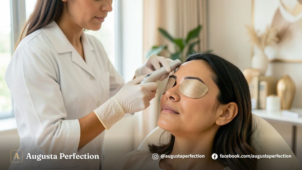 Equipamento moderno de laser para despigmentação em ambiente de clínica de estética avançada.