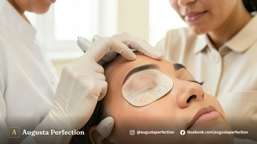 Equipamento moderno de despigmentação a laser em ambiente clínico elegante e profissional.
