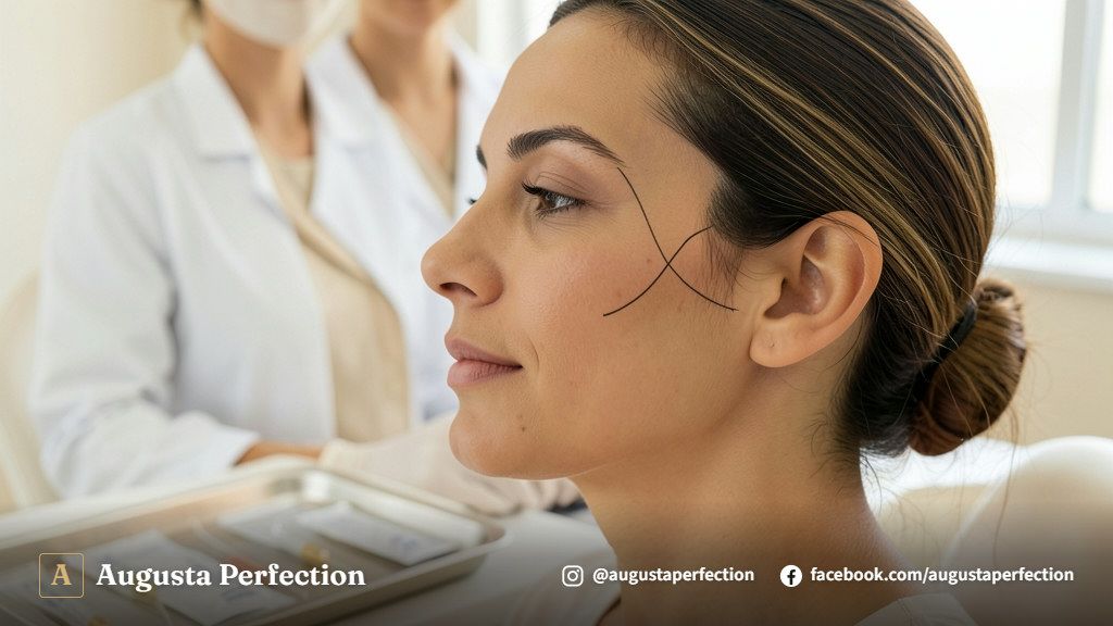 Mãos de profissional especialista segurando material estéril para procedimento de Fios de PDO em clínica elegante.