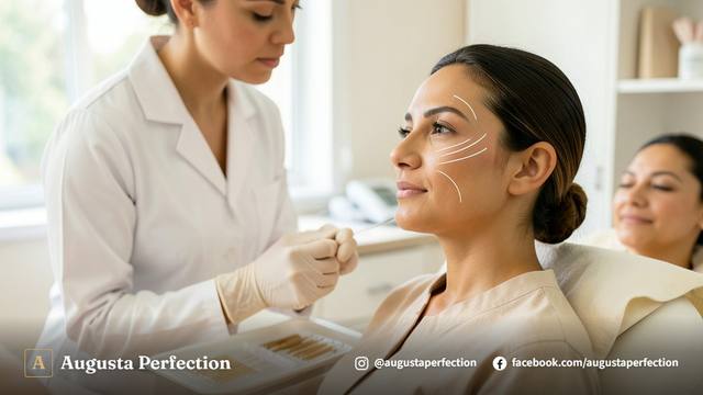 Ambiente de clínica de estética profissional com luvas e materiais estéreis para tratamento com fios de PDO.