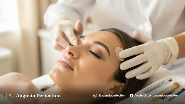 Detalhe de instrumentos e produtos para Lash Lifting em ambiente de clínica de estética em Bauru.