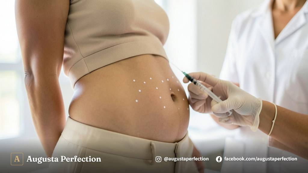 Profissional de estética avançada preparando aplicação de lipo corporal enzimática em clínica de alto padrão.