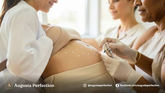 Consultório de estética avançada elegante e iluminado para avaliação de lipo corporal enzimática.