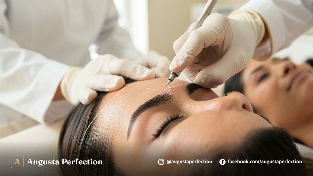 Ambiente de clínica estética em Campinas com materiais estéreis e pigmentos para aplicação de microblading.