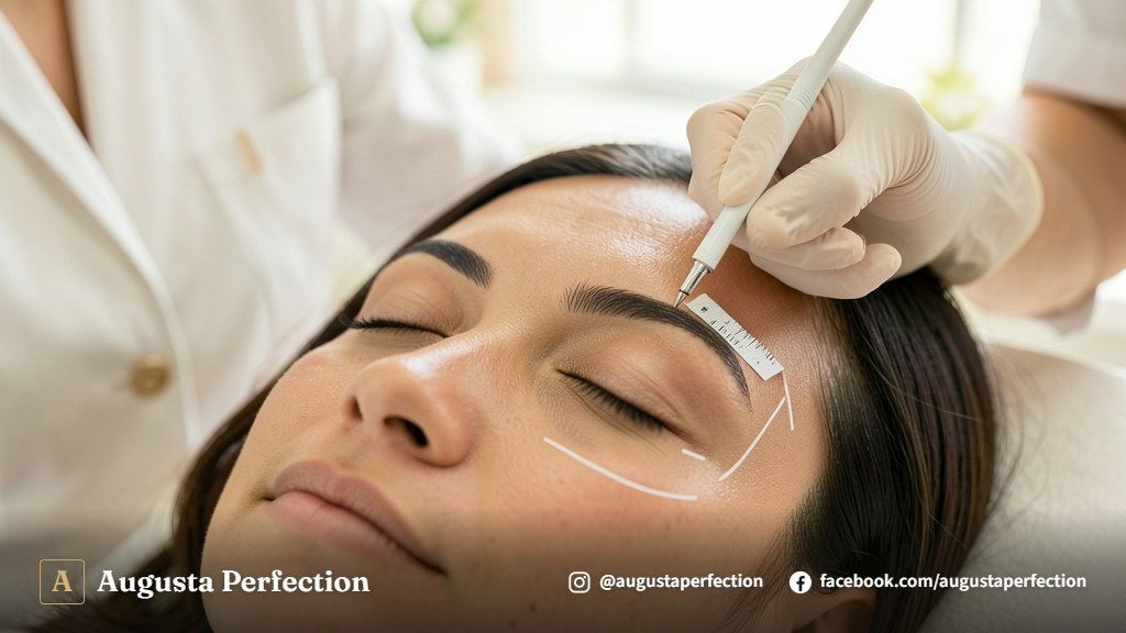 Especialista em estética segurando equipamento de micropigmentação em clínica moderna e bem iluminada.