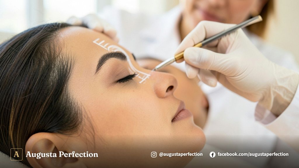 Profissional de estética preparando equipamentos higienizados para procedimento de micropigmentação fio a fio.
