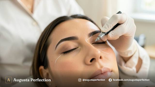 Especialista em estética preparando pigmentos e equipamentos biosseguros para procedimento de microshading em Bauru.