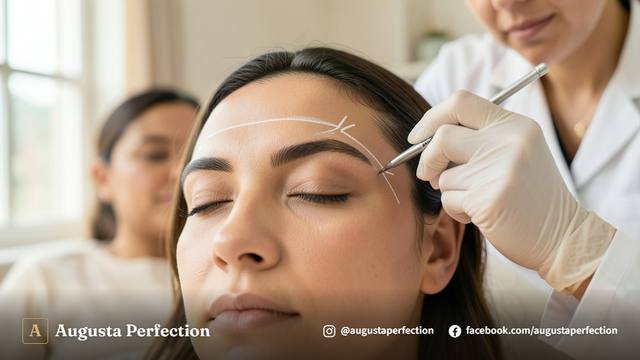 Especialista preparando instrumentos de precisão e pigmentos para procedimento de microshading em clínica de estética.