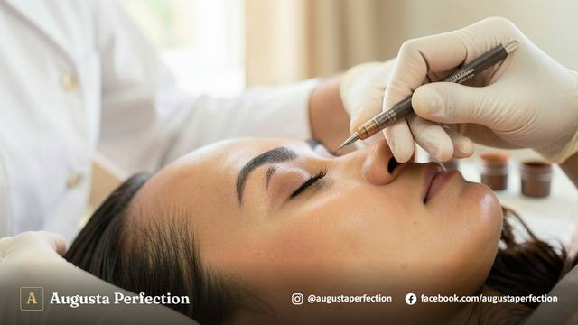 Equipamentos esterilizados e paquímetro sobre bandeja em consultório de estética em Bauru.