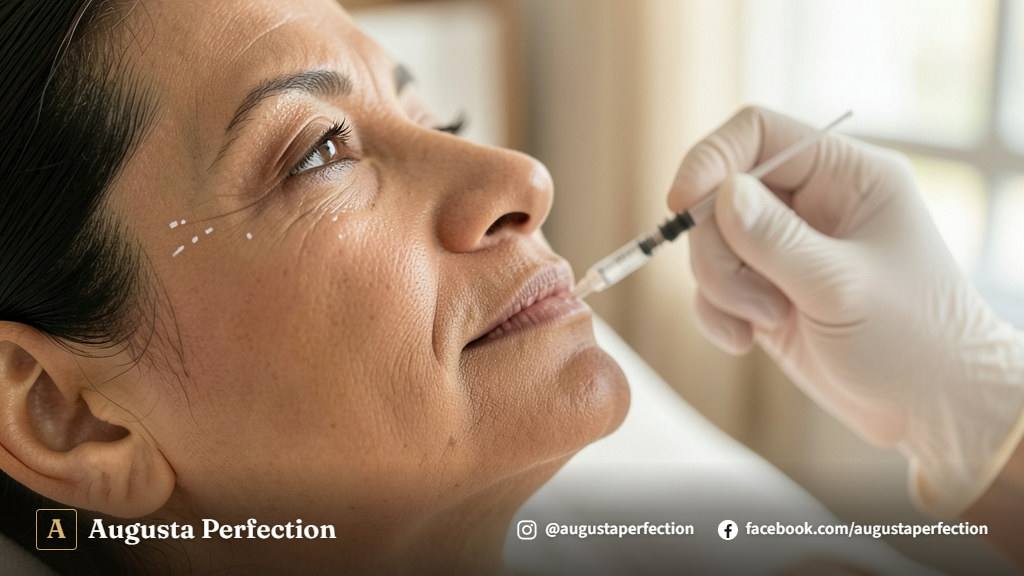 Profissional de estética avançada preparando procedimento em ambiente clínico higienizado.