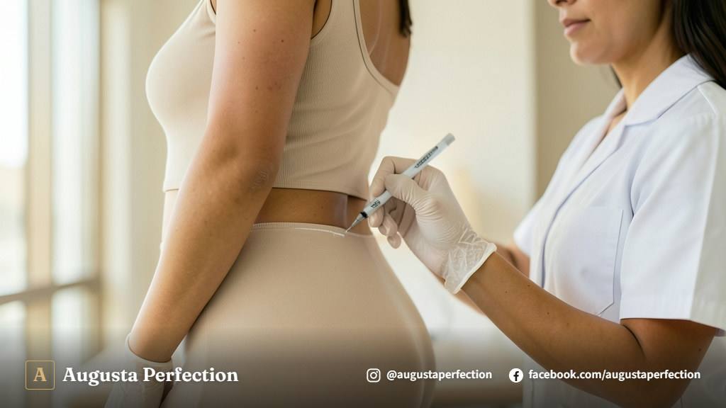 Ambiente de clínica de estética avançada preparado para procedimento de preenchimento corporal com segurança e higiene.