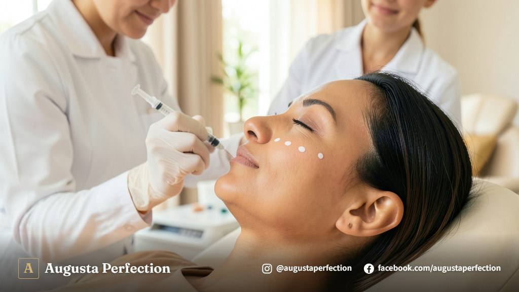 Especialista em estética avançada preparando ácido hialurônico em clínica elegante em Jundiaí