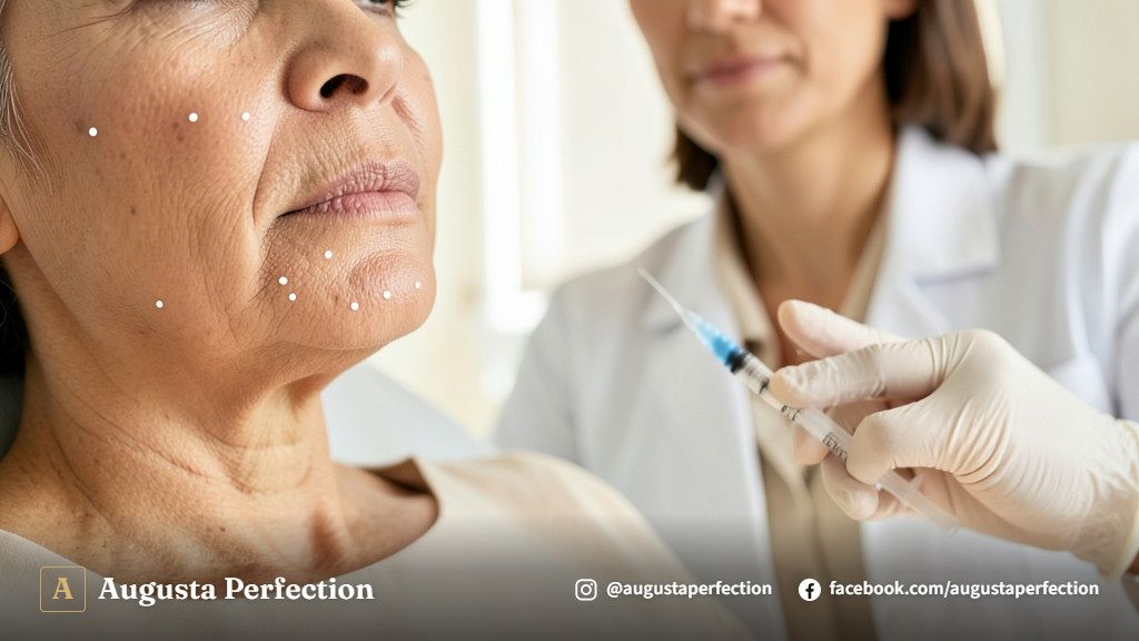 Especialista em estética preparando compressa suave para alívio de inchaço pós-procedimento facial em clínica.