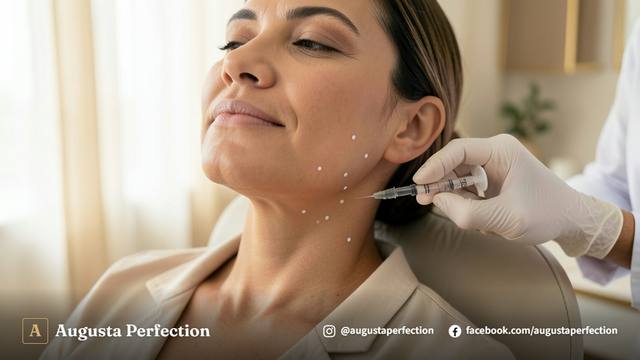 Ambiente sofisticado de clínica de estética especializada em preenchimento de papada e harmonização facial.
