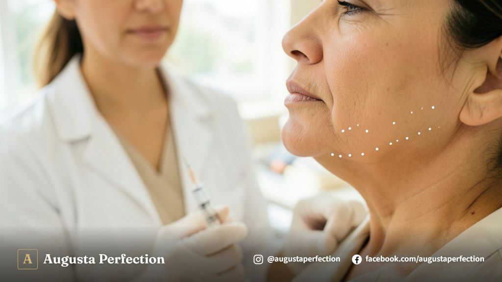 Profissional preparando preenchedor de ácido hialurônico em uma clínica de estética em Bauru.