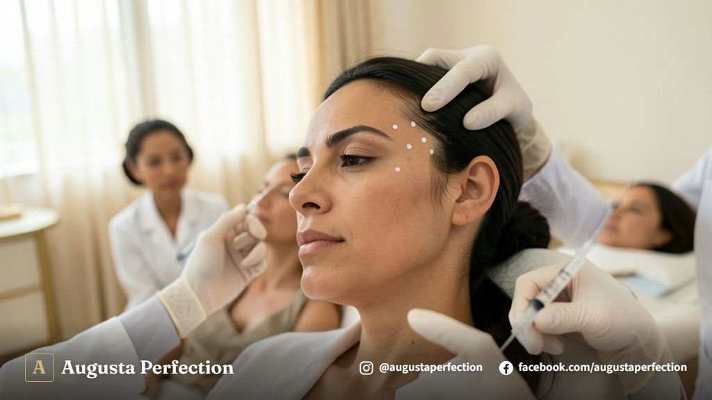 Ambiente de clínica estética em Jaú mostrando frascos de ácido hialurônico e equipamentos para preenchimento temporal.