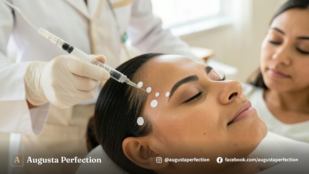 Profissional de estética avançada preparando procedimento com segurança em ambiente clínico premium.