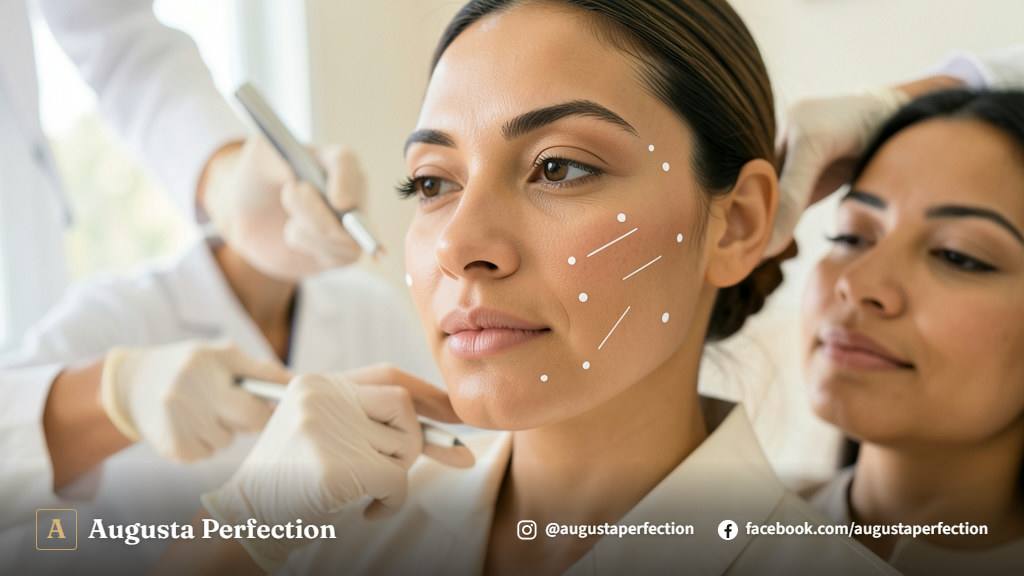 Profissional de estética avançada segurando preenchedor facial de ácido hialurônico em clínica elegante em Jundiaí.