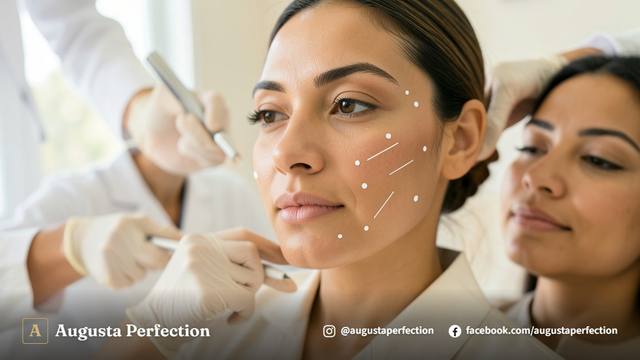 Profissional de estética avançada segurando preenchedor facial de ácido hialurônico em clínica elegante em Jundiaí.