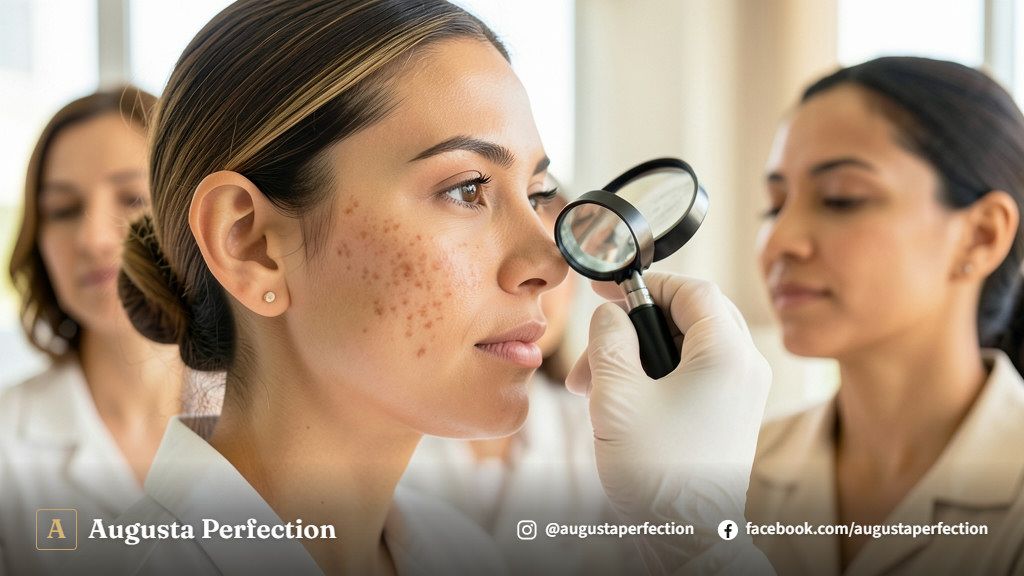 Produtos dermatológicos e ambiente para tratamento de melasma na clínica em Campinas.
