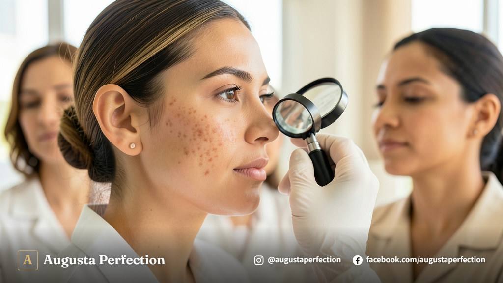 Produtos dermatológicos e ambiente para tratamento de melasma na clínica em Campinas.