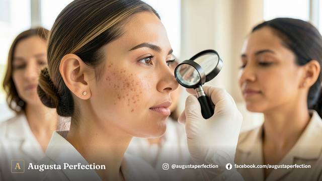 Produtos dermatológicos e ambiente para tratamento de melasma na clínica em Campinas.
