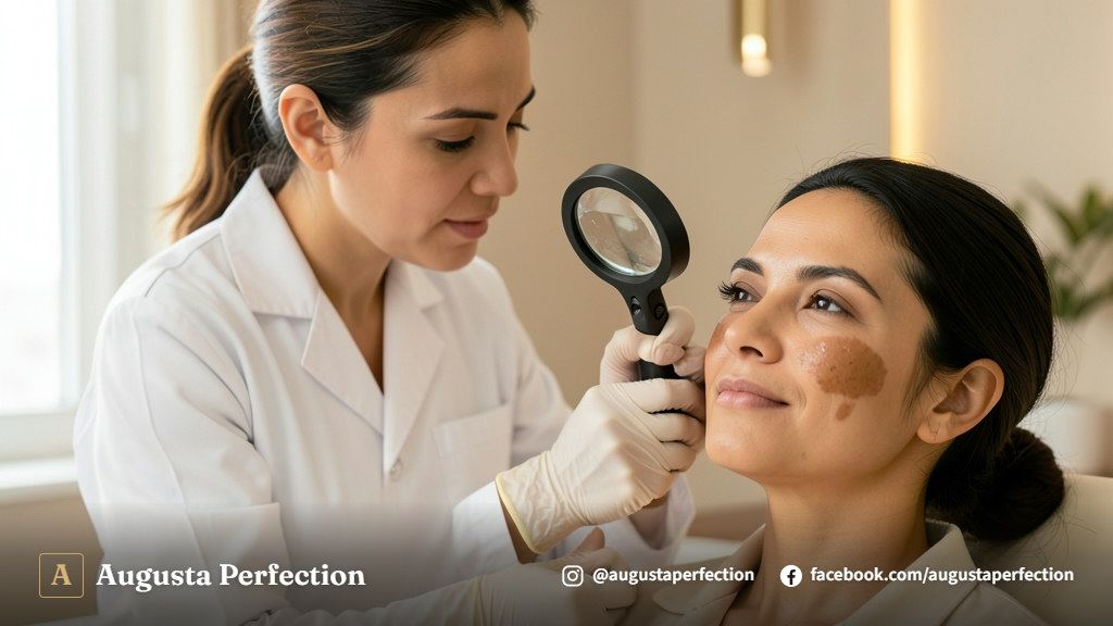 Ambiente sereno de clínica de estética avançada em Jundiaí com frascos de soro clareador e equipamentos de análise facial.